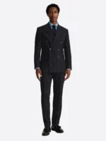 SuitsHeritage Men’s Black Lined Double Breasted Regular Fit 2 Piece Suit