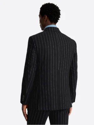 SuitsHeritage Men’s Black Lined Double Breasted Regular Fit 2 Piece Suit Back