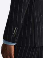 SuitsHeritage Men’s Black Lined Double Breasted Regular Fit 2 Piece Suit Close