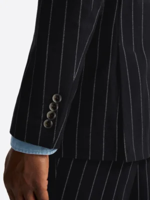 SuitsHeritage Men’s Black Lined Double Breasted Regular Fit 2 Piece Suit Close