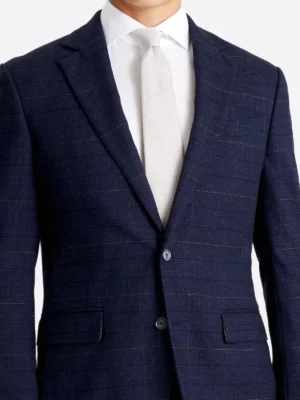 Men's Navy Plaid Two Piece Suit Front