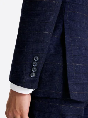 Men's Navy Plaid Two Piece Suit Sleeves