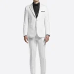 SuitsHeritage Men’s Off White Solid Regular Fit 3 Piece Tuxedo