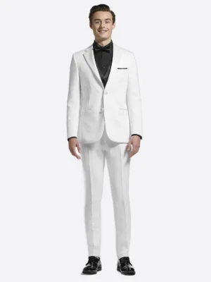 SuitsHeritage Men’s Off White Solid Regular Fit 3 Piece Tuxedo