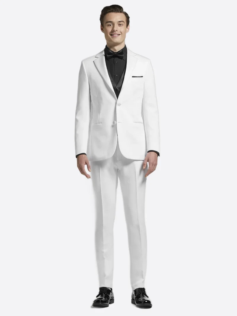 SuitsHeritage Men’s Off White Solid Regular Fit 3 Piece Tuxedo