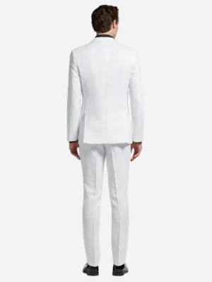 SuitsHeritage Men’s Off White Solid Regular Fit 3 Piece Tuxedo Back