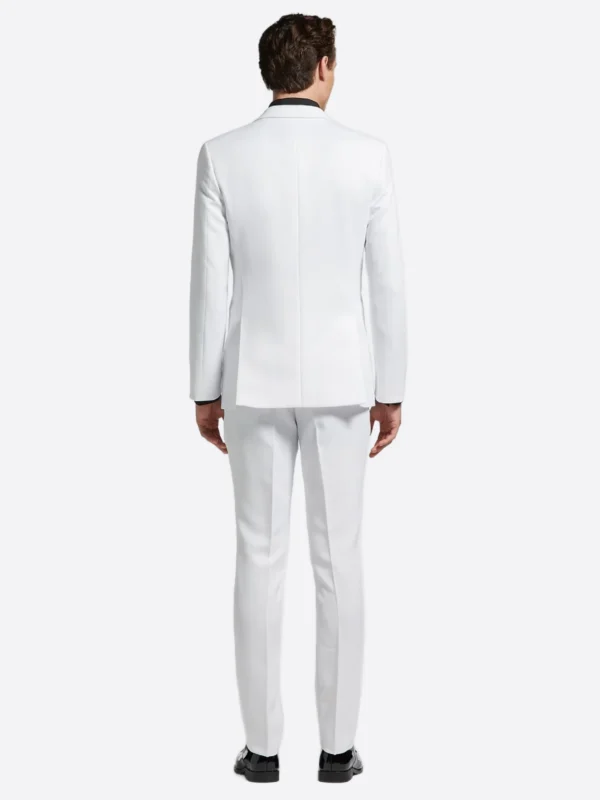 SuitsHeritage Men’s Off White Solid Regular Fit 3 Piece Tuxedo Back