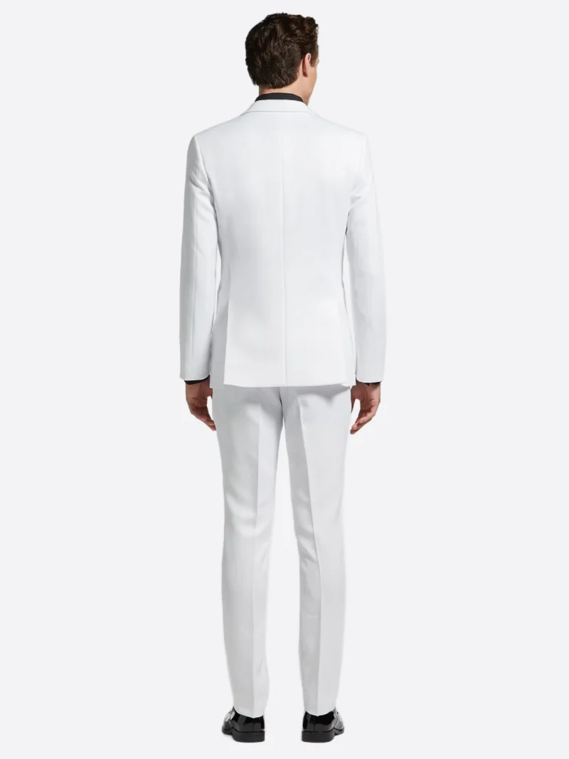 SuitsHeritage Men’s Off White Solid Regular Fit 3 Piece Tuxedo Back
