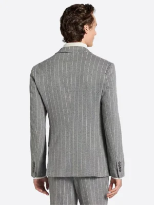 SuitsHeritage Men’s Grey Pinstripe Slim Fit 2 Piece Suit Back