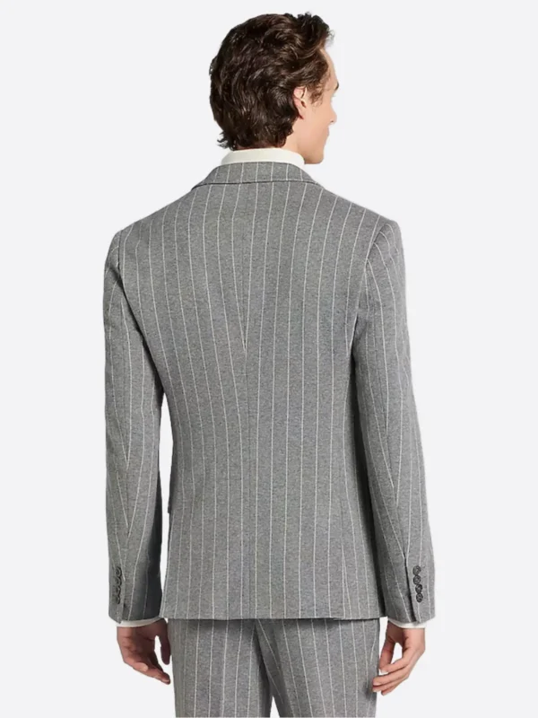 SuitsHeritage Men’s Grey Pinstripe Slim Fit 2 Piece Suit Back
