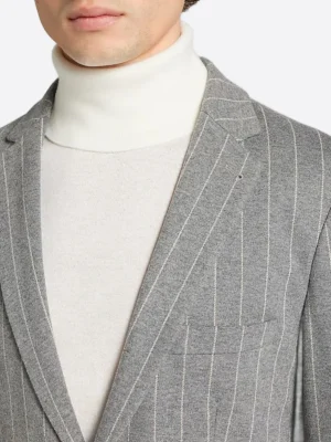 SuitsHeritage Men’s Grey Pinstripe Slim Fit 2 Piece Suit Close