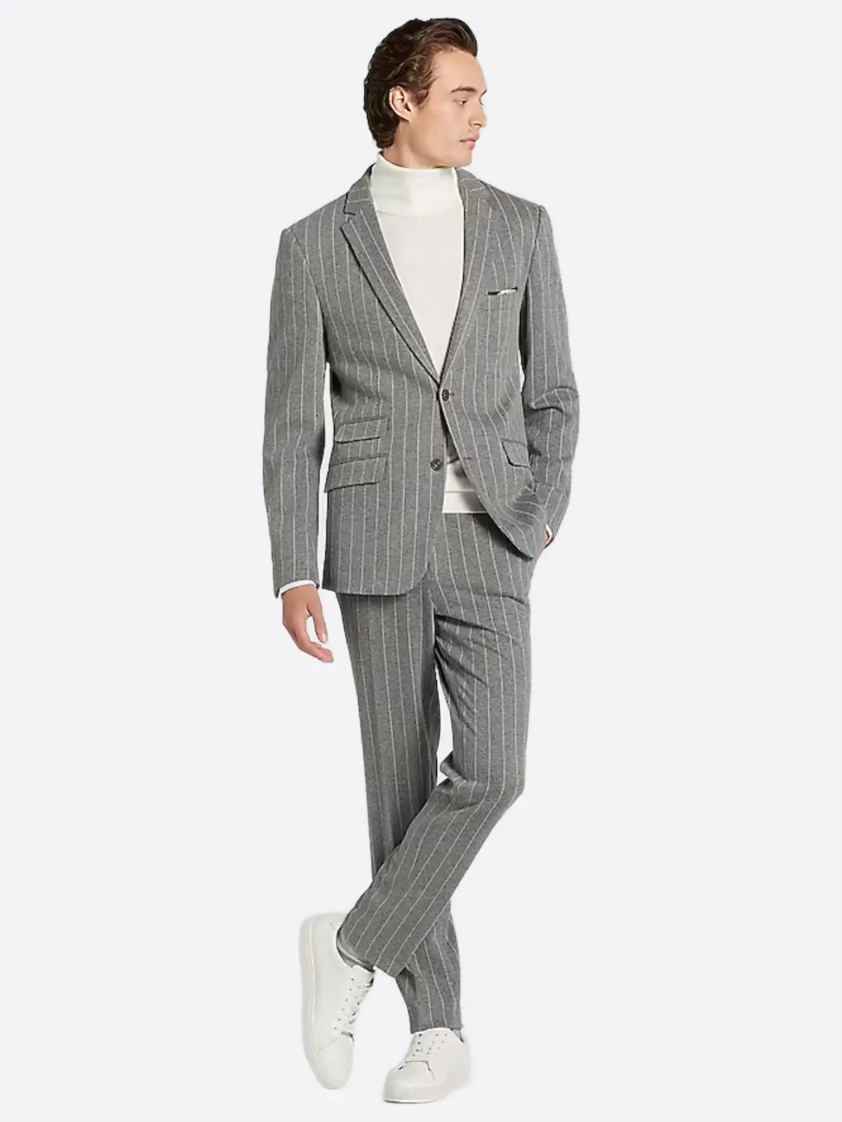 SuitsHeritage Men’s Grey Pinstripe Slim Fit 2 Piece Suit SuitsHeritage Men’s Grey Pinstripe Slim Fit 2 Piece Suit