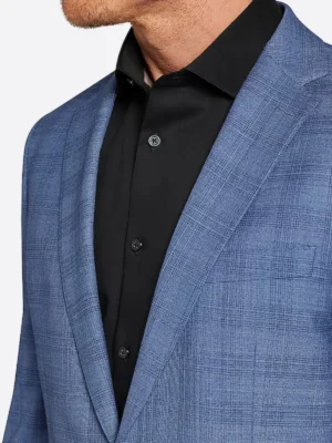 SuitsHeritage Men’s Blue Plaid Slim Fit 2 Piece Suit Close