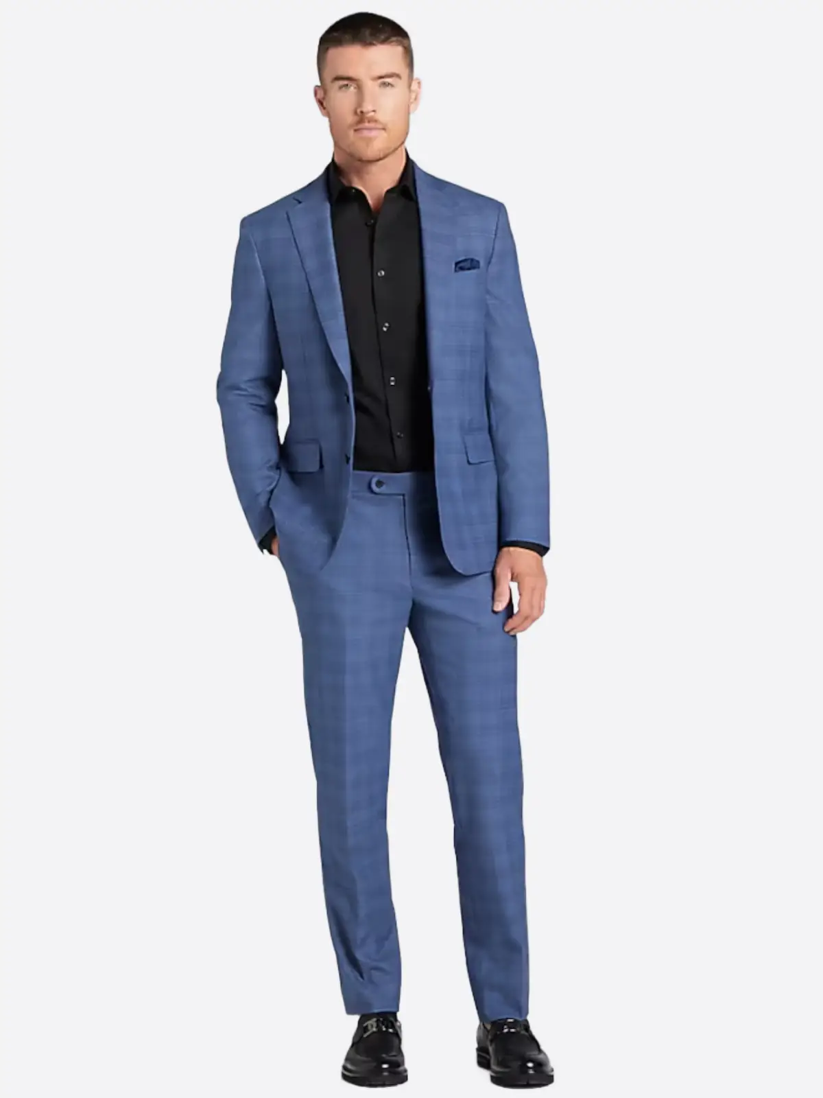 SuitsHeritage Men’s Blue Plaid Slim Fit 2 Piece Suit SuitsHeritage Men’s Blue Plaid Slim Fit 2 Piece Suit