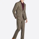 SuitsHeritage Men’s Brown Plaid Slim Fit 2 Piece Suit