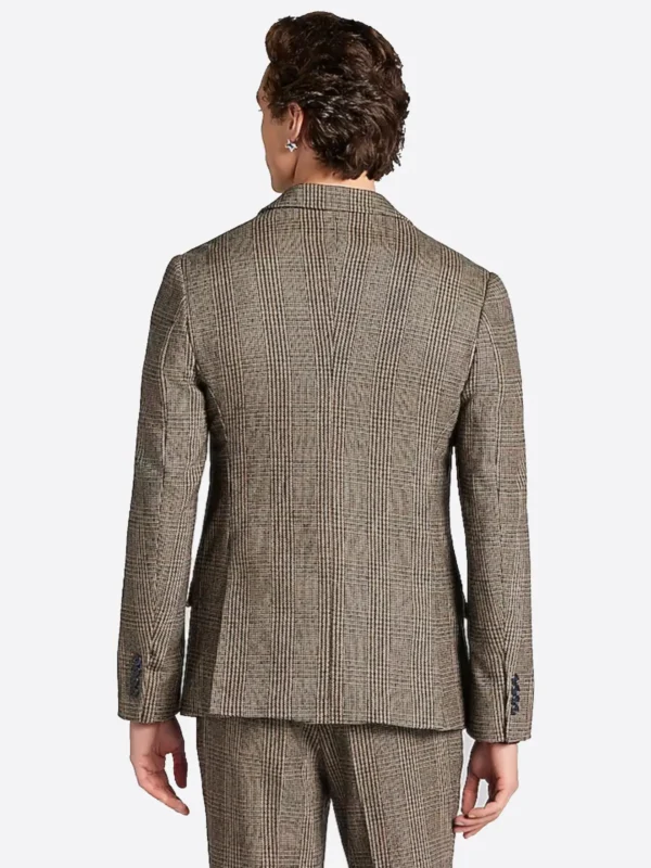 SuitsHeritage Men’s Brown Plaid Slim Fit 2 Piece Suit Back