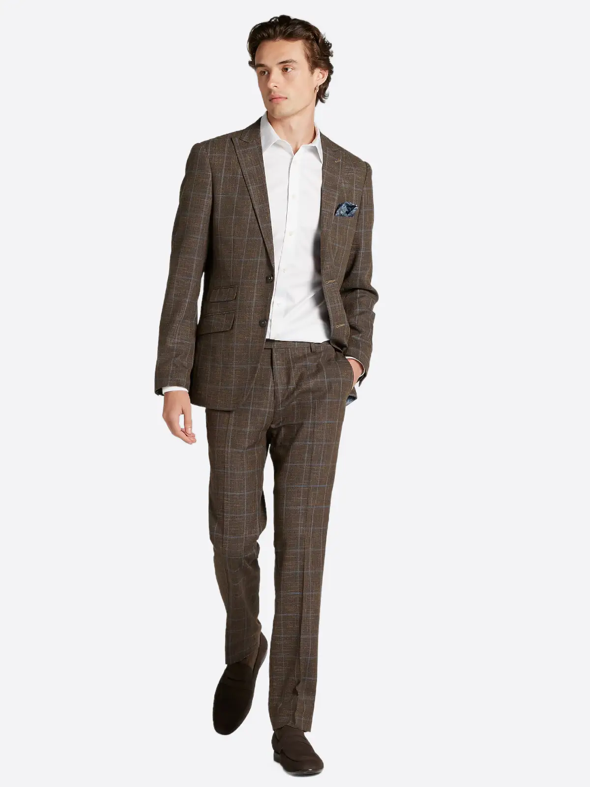 SuitsHeritage Men’s Plaid Brown/Grey Slim Fit 2 Piece Suit SuitsHeritage Men’s Plaid Brown/Grey Slim Fit 2 Piece Suit