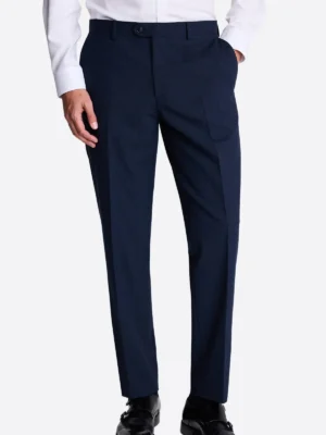 SuitsHeritage Men’s Plaid Dark Navy Regular Fit 2 Piece Suit Pant