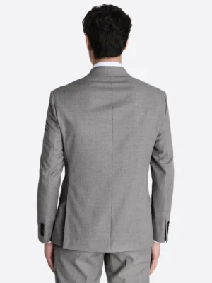 Men's Plaid Grey Double Breasted Two Piece Suit Back