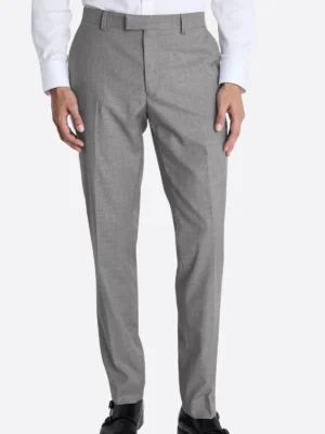 Men's Plaid Grey Double Breasted Two Piece Suit Pant