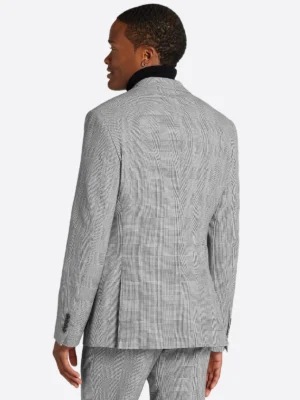 SuitsHeritage Men’s Grey Plaid Slim Fit 2 Piece Suit Back