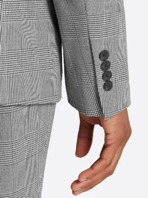 SuitsHeritage Men’s Grey Plaid Slim Fit 2 Piece Suit Close