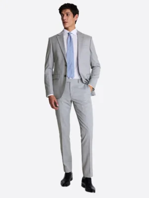 Men's Plaid Light Grey Single Breasted Two Piece Suit