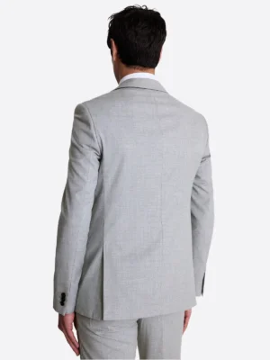Men's Plaid Light Grey Single Breasted Two Piece Suit Back