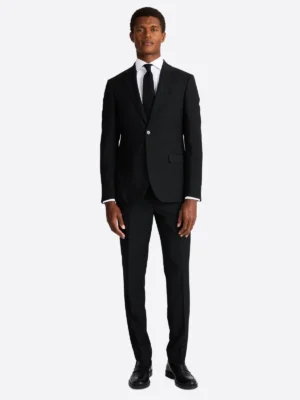 Men's Plaid Light Grey Single Breasted Two Piece Suit Black