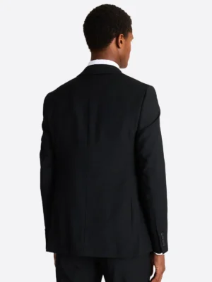 Men's Plaid Light Grey Single Breasted Two Piece Suit Black Back