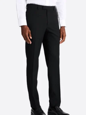 Men's Plaid Light Grey Single Breasted Two Piece Suit Black Pant