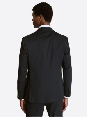 Men's Plaid Light Grey Single Breasted Two Piece Suit DArk Grey Back