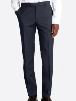 Men's Plaid Light Grey Single Breasted Two Piece Suit Navy Pant