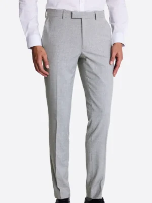Men's Plaid Light Grey Single Breasted Two Piece Suit Pant