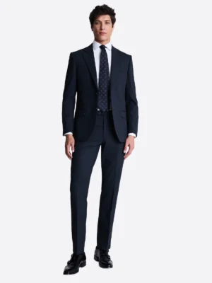 SuitsHeritage Men’s Plaid Dark Navy Regular Fit 2 Piece Suit