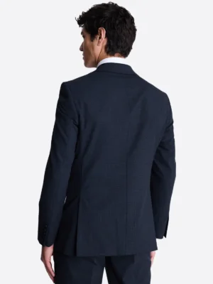 SuitsHeritage Men’s Plaid Dark Navy Regular Fit 2 Piece Suit Back