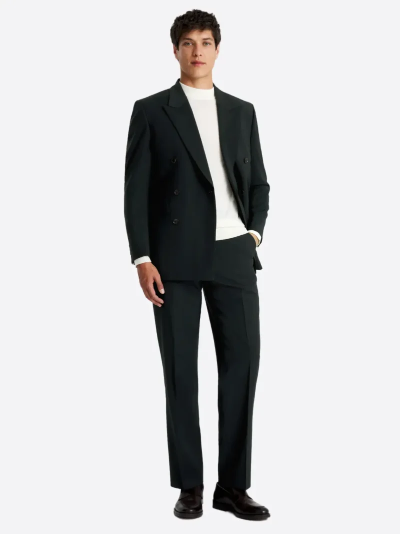 SuitsHeritage Men’s Black Solid Double Breasted Regular Fit 2 Piece Suit