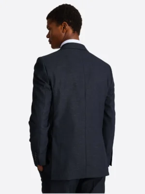 SuitsHeritage Men’s Solid Black Double Breasted Regular Fit 2 Piece Suit Back