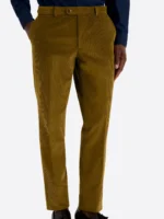 SuitsHeritage Men’s Black Double Breasted Regular Fit 2 Piece Suit Brown Pant