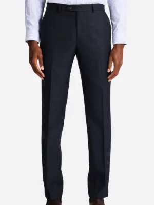 SuitsHeritage Men’s Solid Black Double Breasted Regular Fit 2 Piece Suit Pant