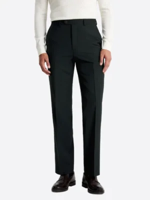 SuitsHeritage Men’s Black Solid Double Breasted Regular Fit 2 Piece Suit Pant