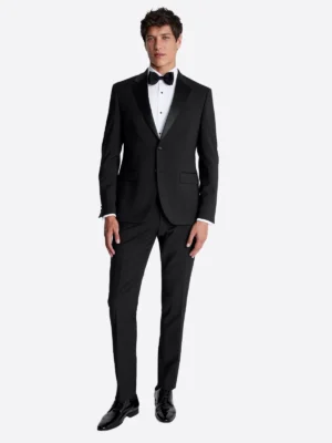 SuitsHeritage Men’s Solid Black Nano Slim Fit 3 Piece Tuxedo