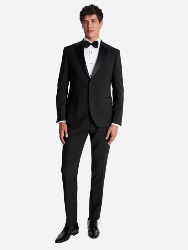 SuitsHeritage Men’s Solid Black Nano Slim Fit 3 Piece Tuxedo