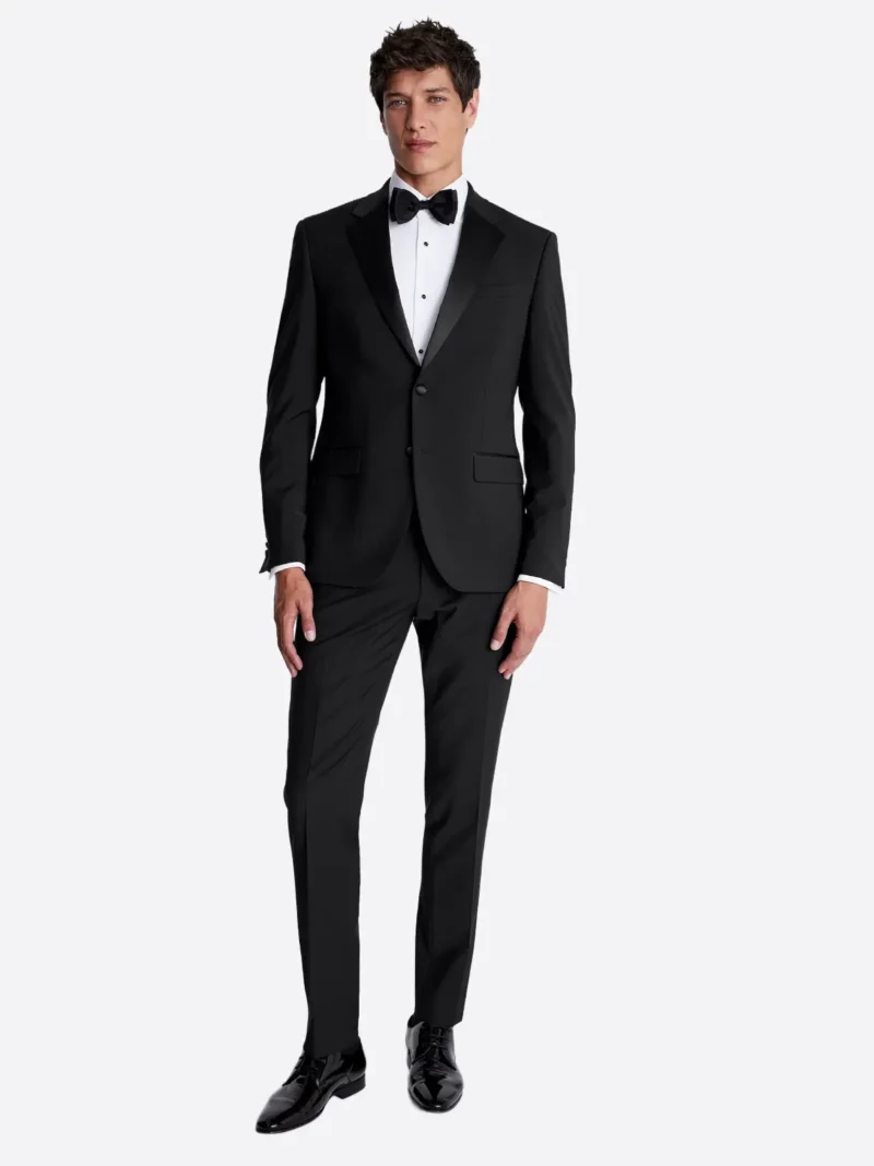 SuitsHeritage Men’s Solid Black Nano Slim Fit 3 Piece Tuxedo
