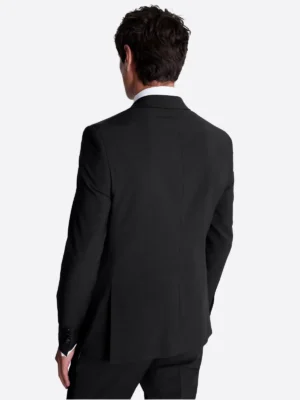 SuitsHeritage Men’s Solid Black Nano Slim Fit 3 Piece Tuxedo Back