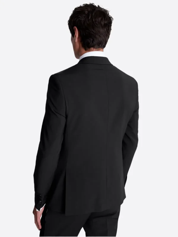 SuitsHeritage Men’s Solid Black Nano Slim Fit 3 Piece Tuxedo Back