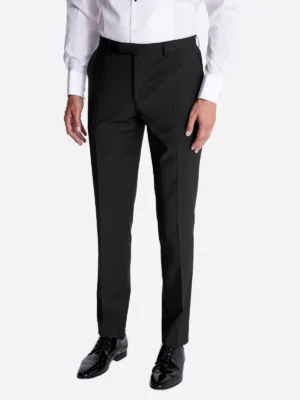 SuitsHeritage Men’s Solid Black Nano Slim Fit 3 Piece Tuxedo Pant