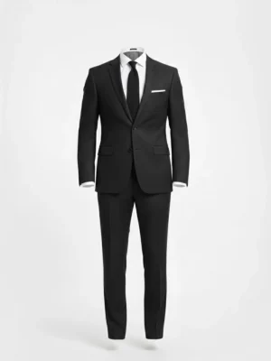 Men’s Solid Black Single Breasted Two Piece Suit