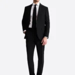 Men's Solid Black Single Breasted Two Piece Suit