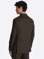 SuitsHeritage Men’s Brown Solid Double Breasted Slim Fit 2 Piece Suit Back